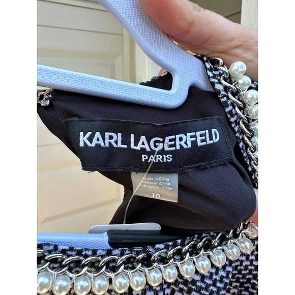 Karl Lagerfeld Black & White Sleeveless Dress Size 10 - Picture 3 of 3